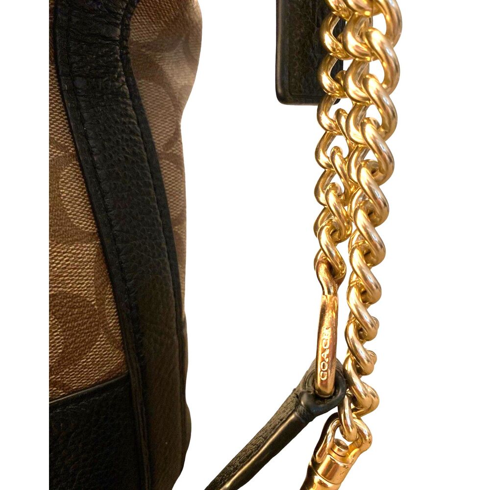Coach Paxton Duffle Bag Signature Canvas Crossbody Shoulder Gold Chain Leather - Picture 10 of 16